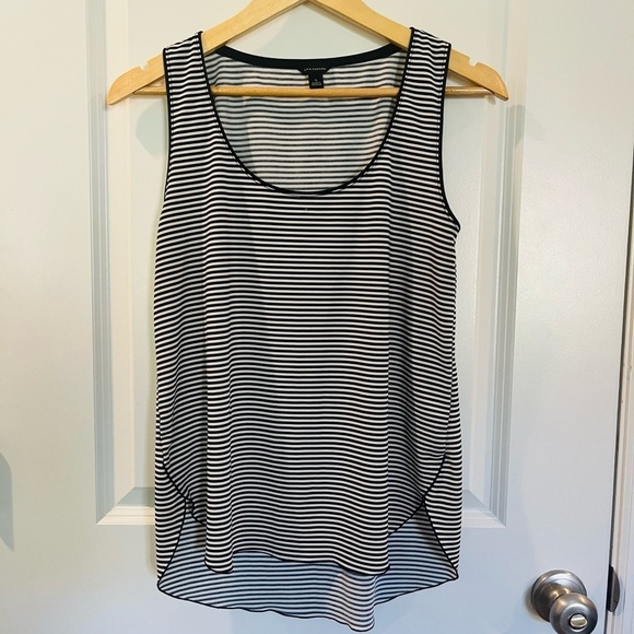 Ann Taylor Tops - Ann Taylor Navy and White Striped Blouse